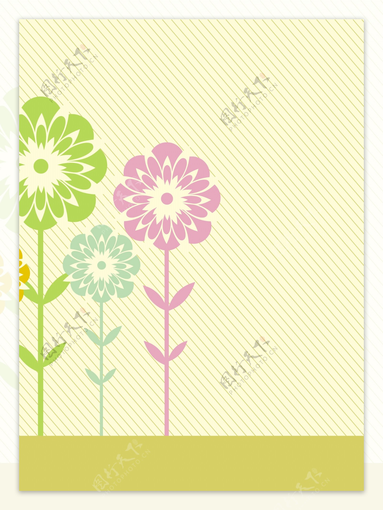 可爱风格花朵底纹卡片背景矢量素材
