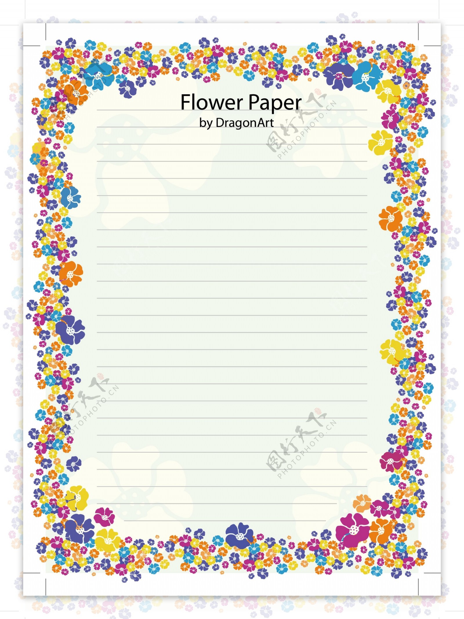 矢量素材可爱花朵信纸