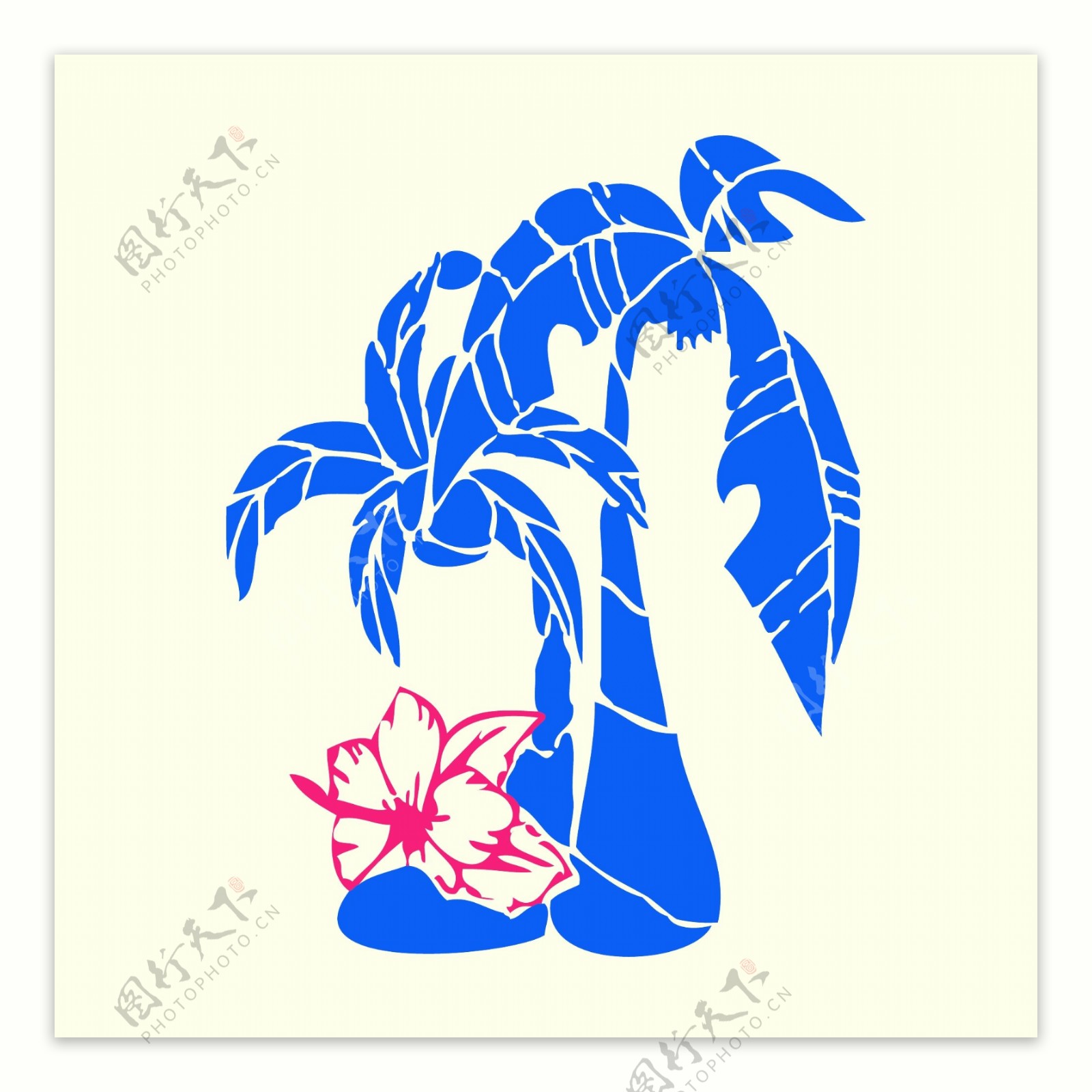 印花矢量图T恤图案绣花植物椰树免费素材