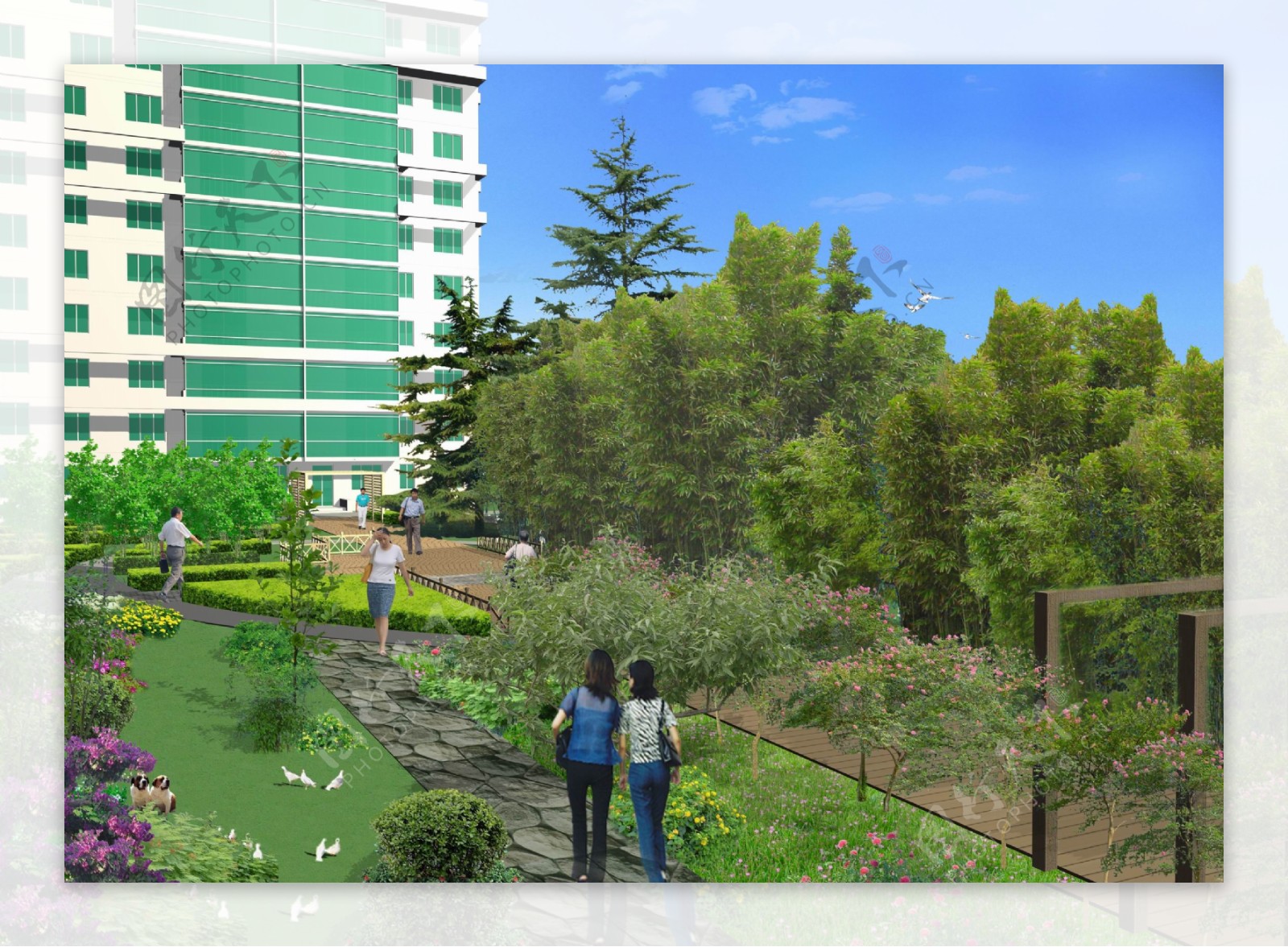 住宅小区中心花园景观设计效果图