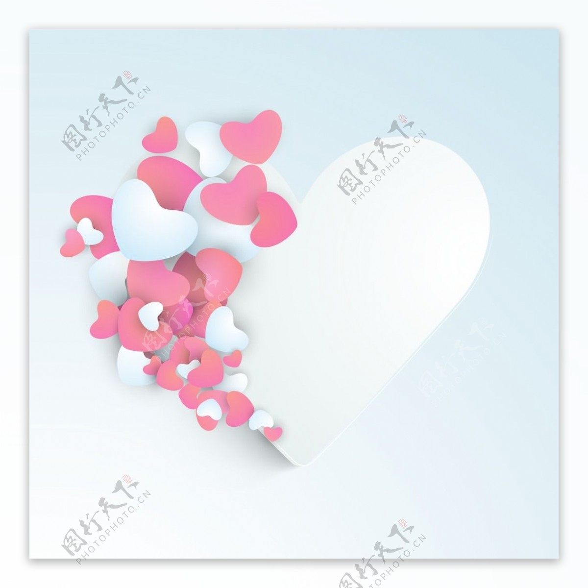 三八妇女节贺卡或海报粉红色的心在蓝色背景的设计