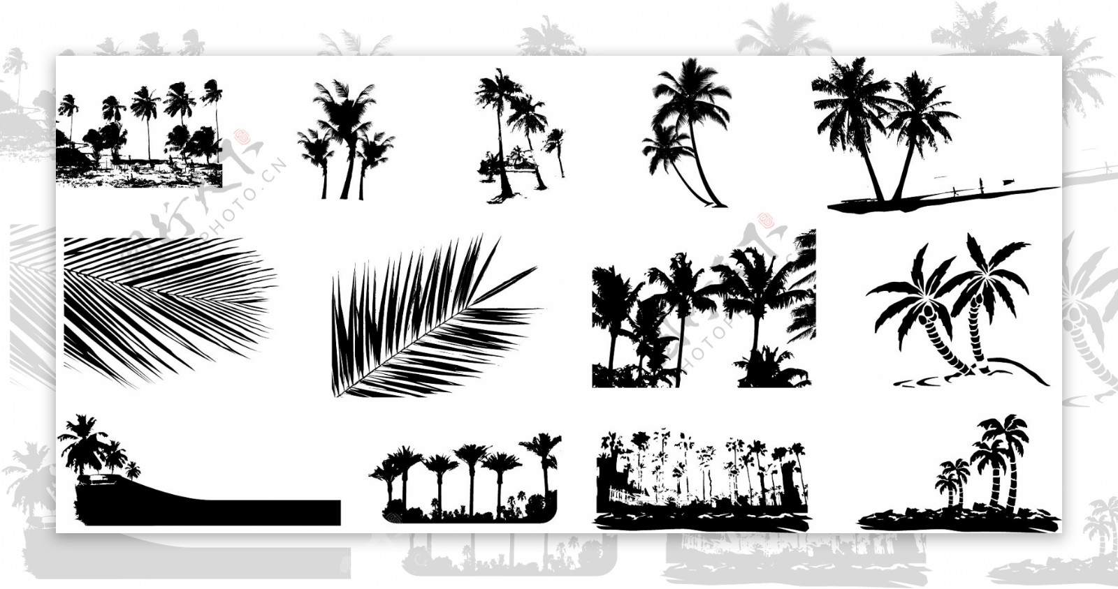 椰树剪影元素矢量素材图片