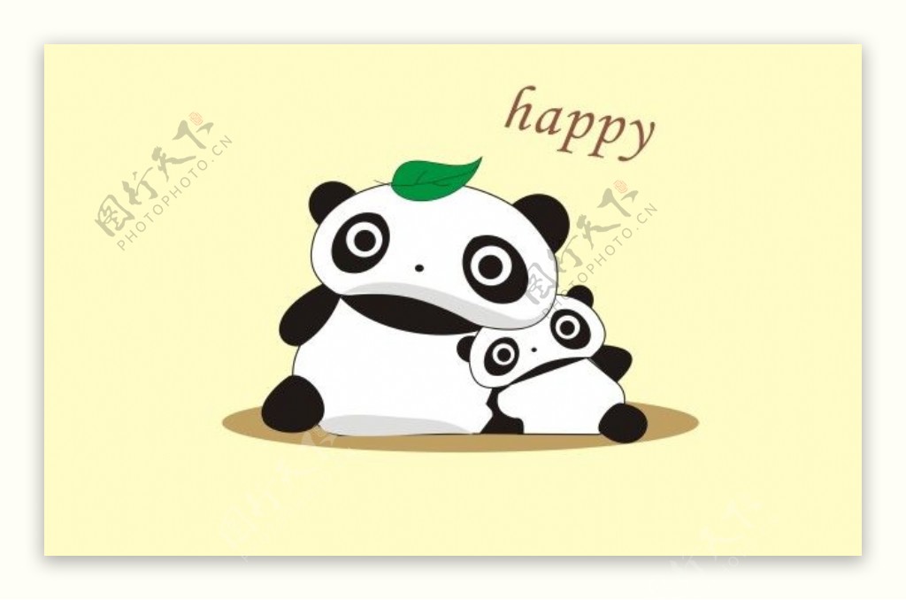 卡通动物亲子熊猫设计