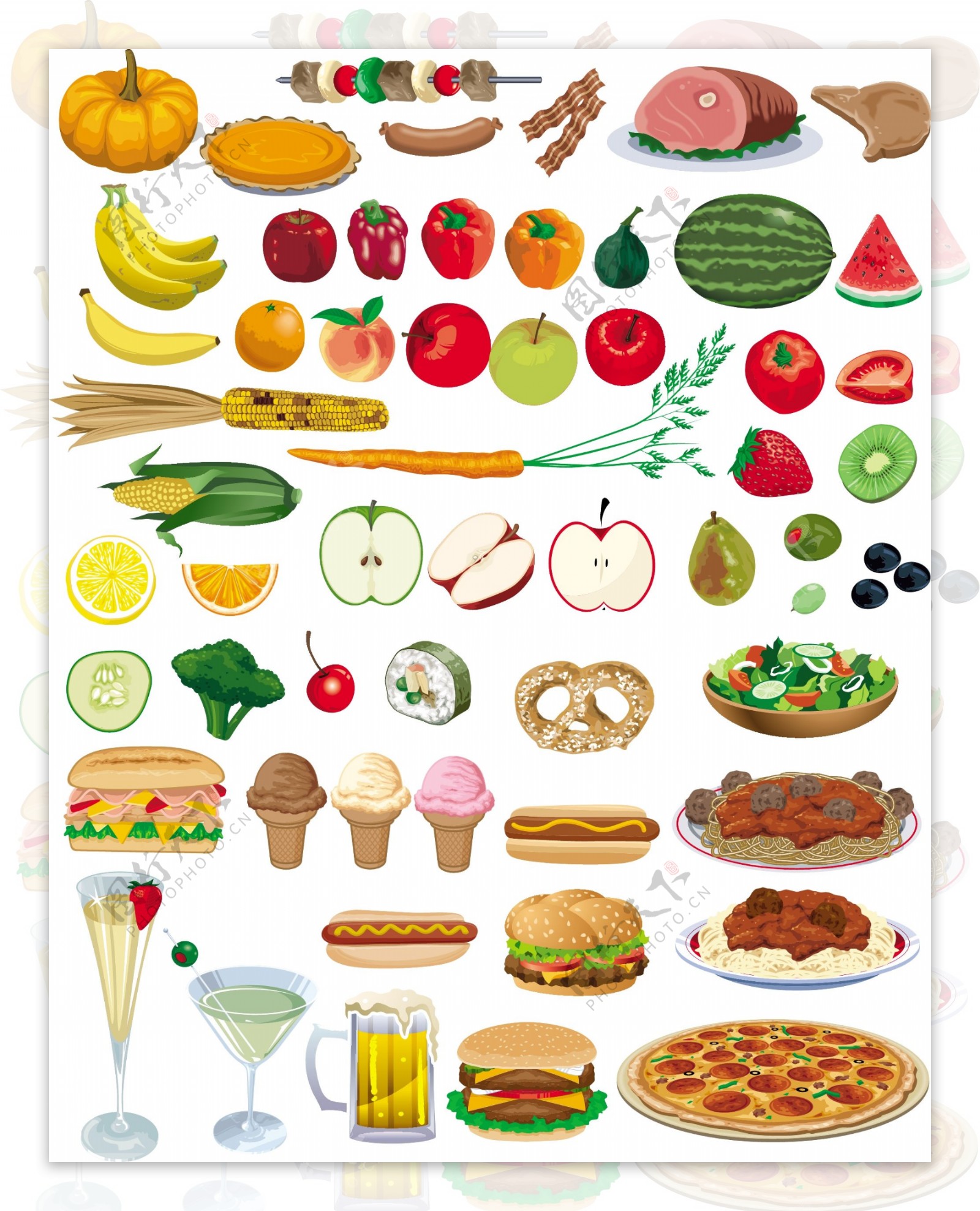 水果和蔬菜食品矢量素材