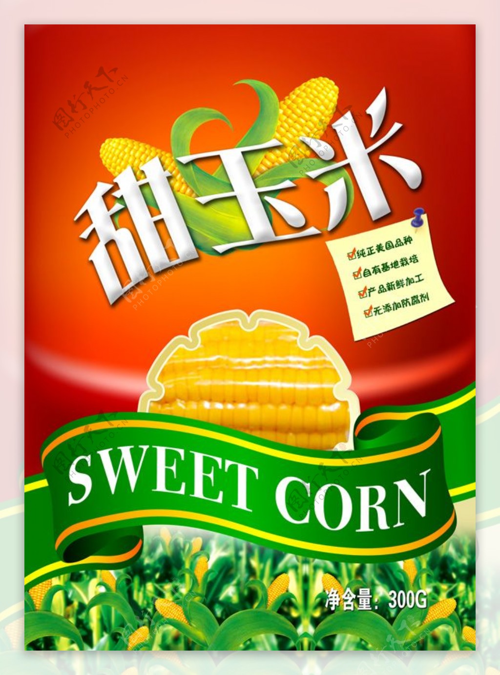 绿色食品玉米包装PSD设计素