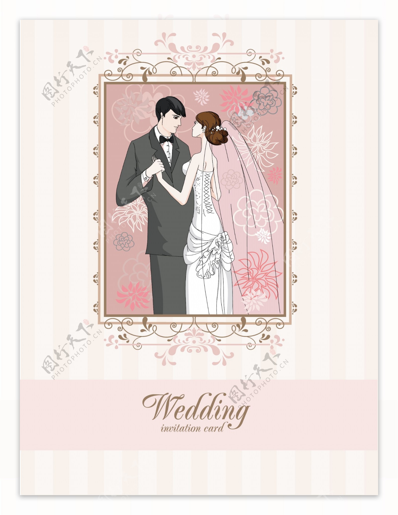 婚礼卡片背景矢量图4