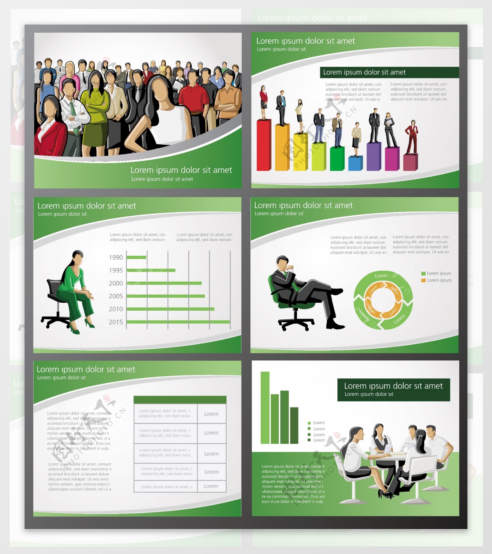 绿色动感线条商务团队商务合作图片