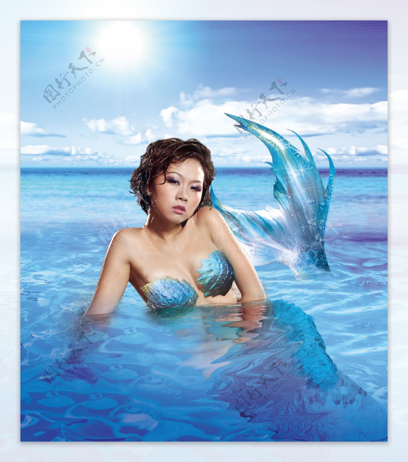 美人鱼传说童话海洋波纹美人女子