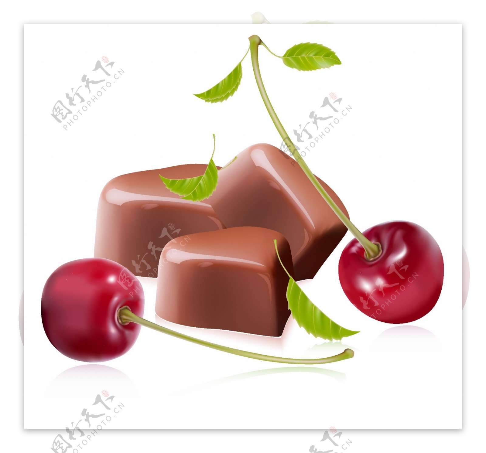 矢量水果樱桃巧克力图片