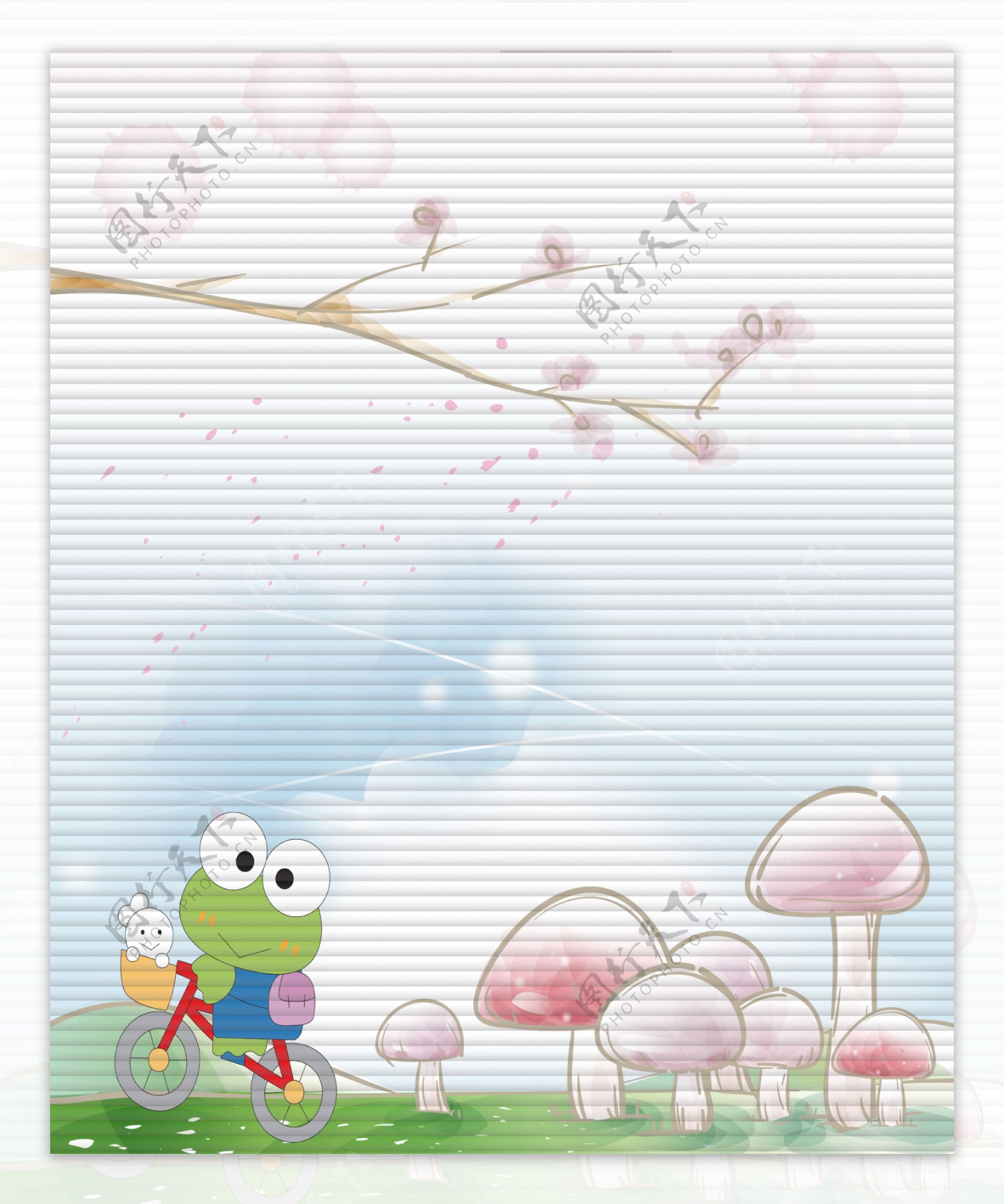 玻璃移门卡通装饰图片蘑菇樱花青蛙
