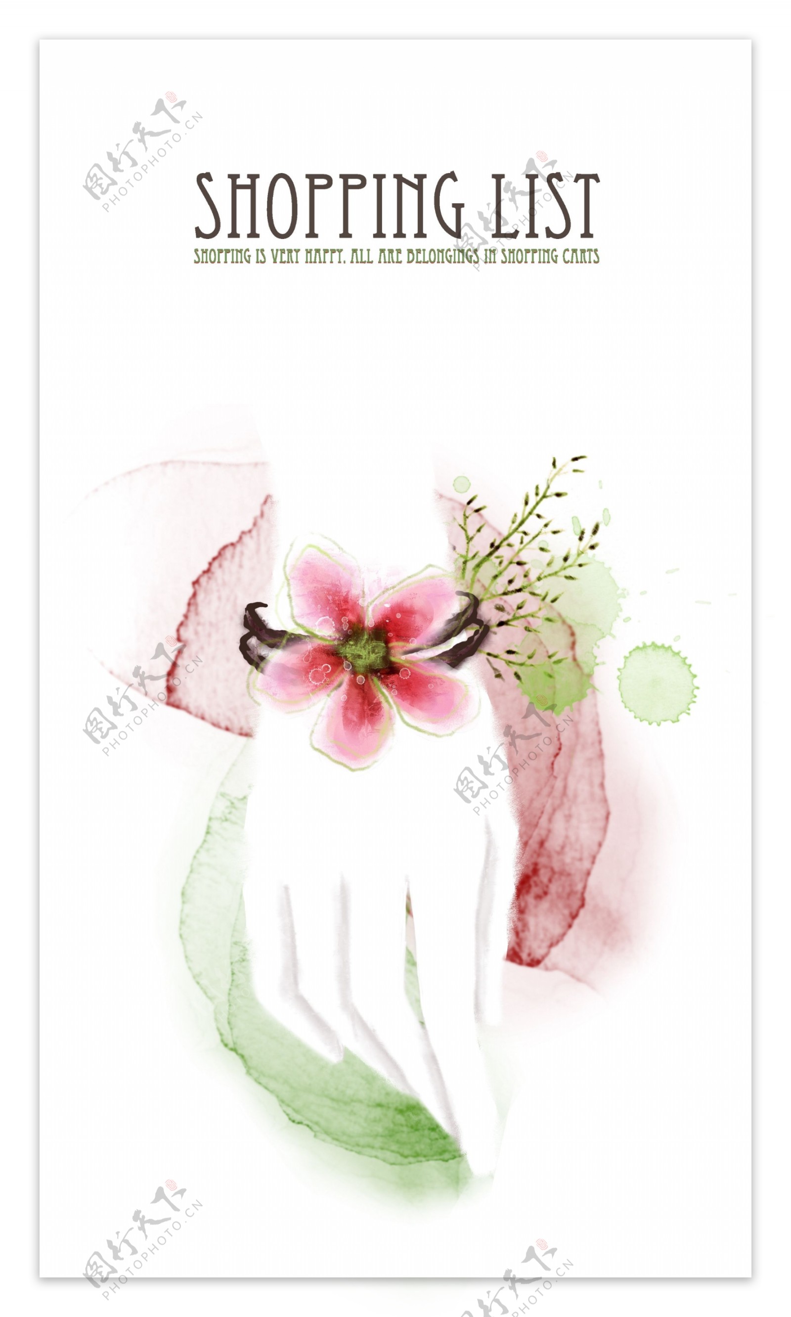 女士手腕上的粉色花朵插画