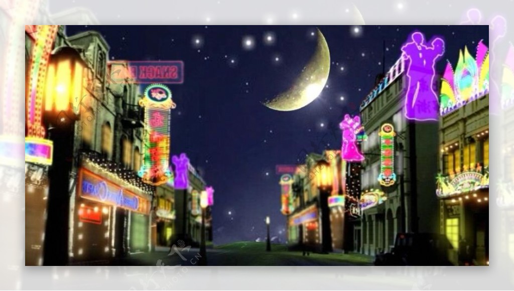 夜上海霓虹灯舞台背景视频素材