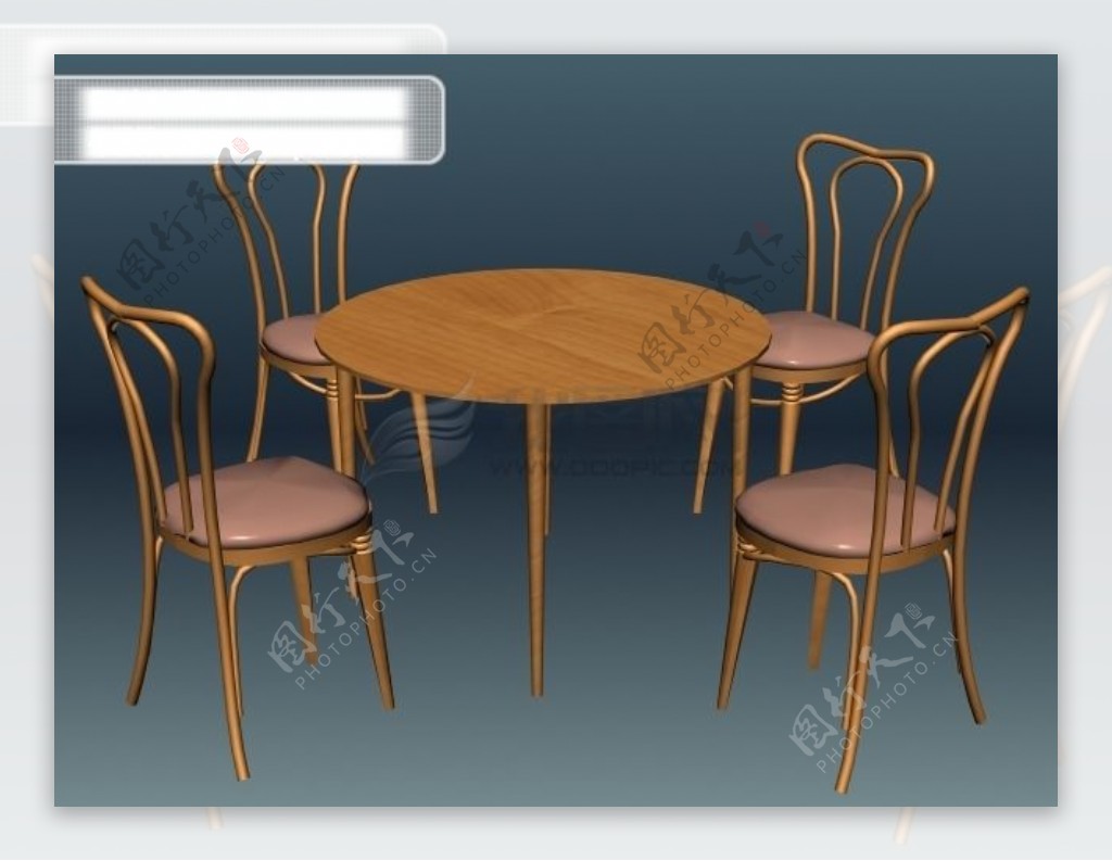 3d木质圆桌椅子