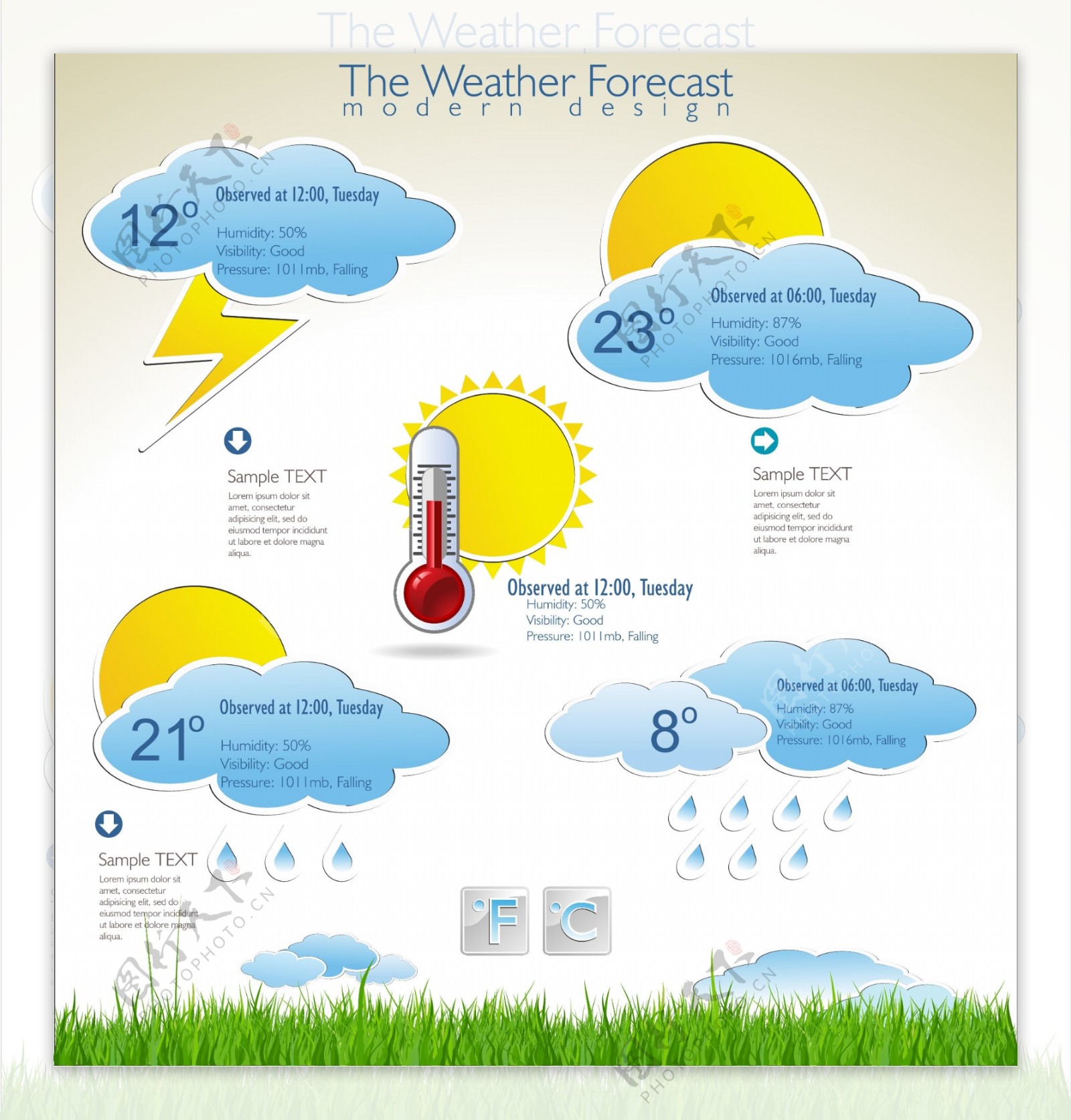 天气信息图形矢量素材下载