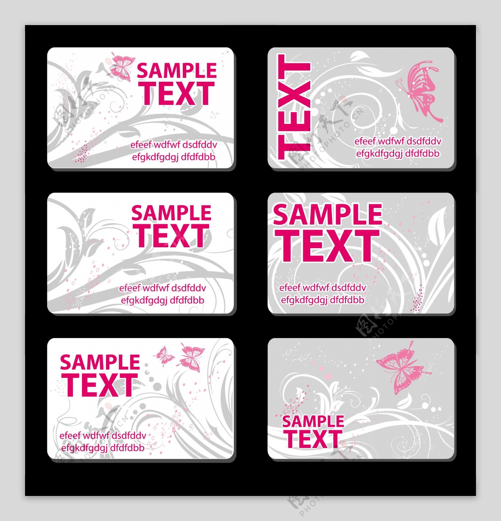 花纹蝴蝶卡片模板矢量素材花纹蝴蝶卡片vip卡名片背景模板矢量素材EPS格式