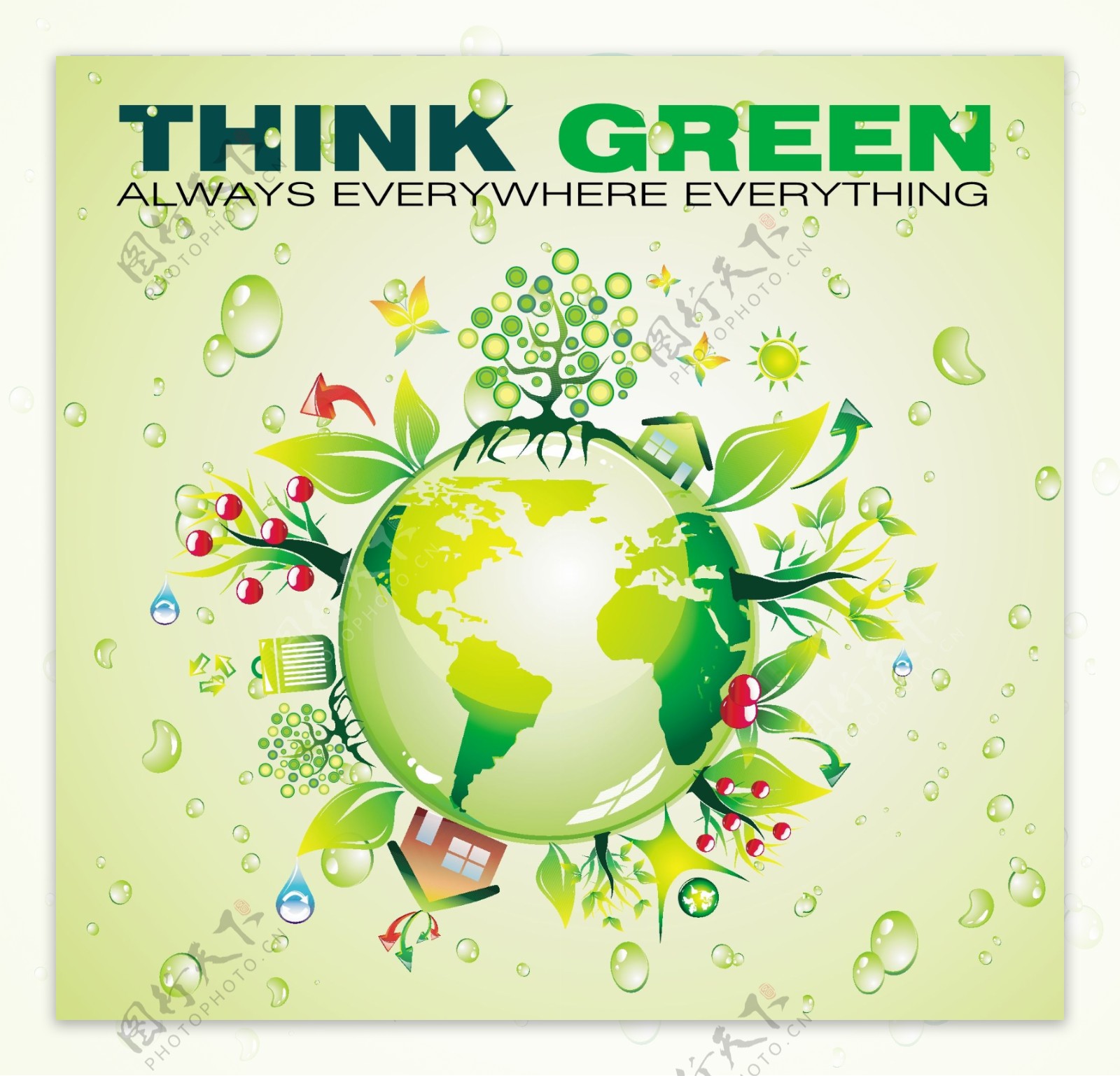 5款绿色环保海报矢量素材