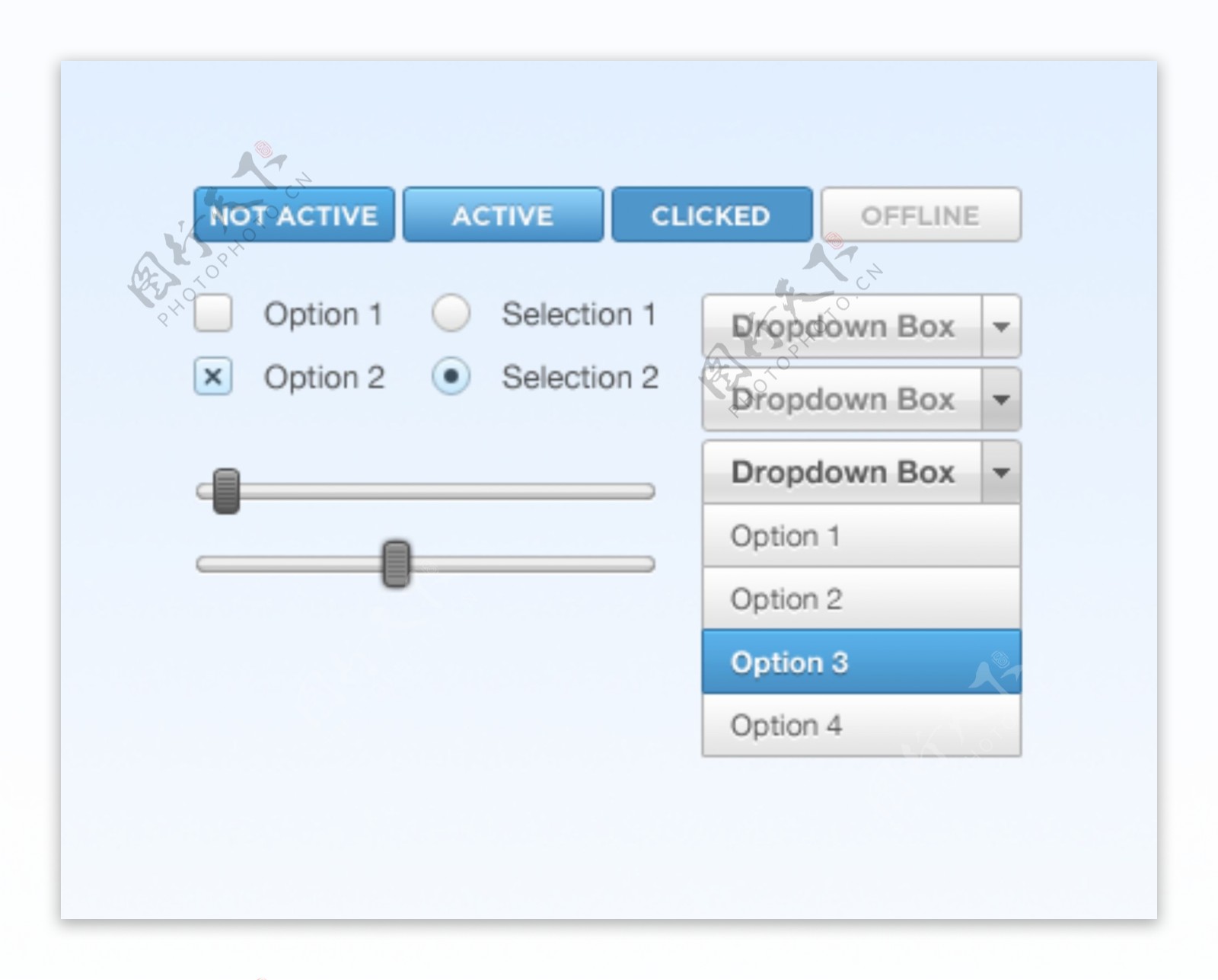 鲜蓝的WebUI元素盒PSD