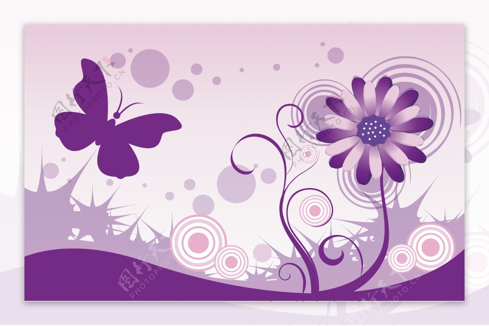 紫色花朵矢量花纹素材
