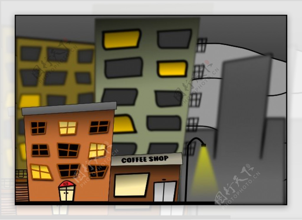 卡通城街夜景艺术剪辑