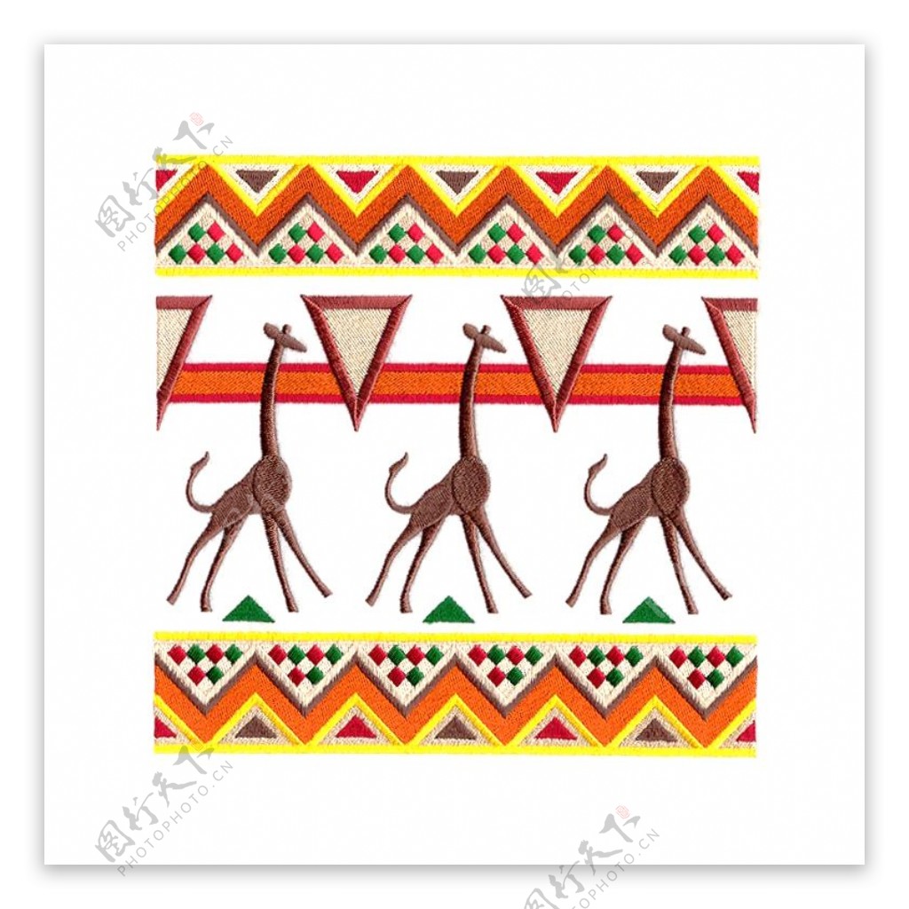 绣花动物长颈鹿风格非洲免费素材