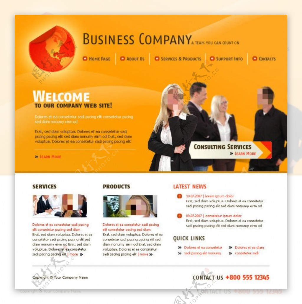活力商务企业网站设计psd模板