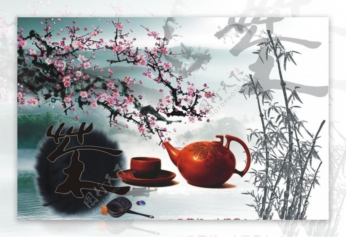 茶楼壁画图片