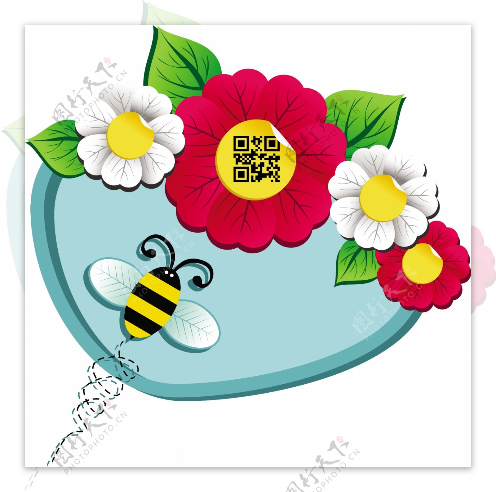 卡通花朵蜜蜂花边矢量图