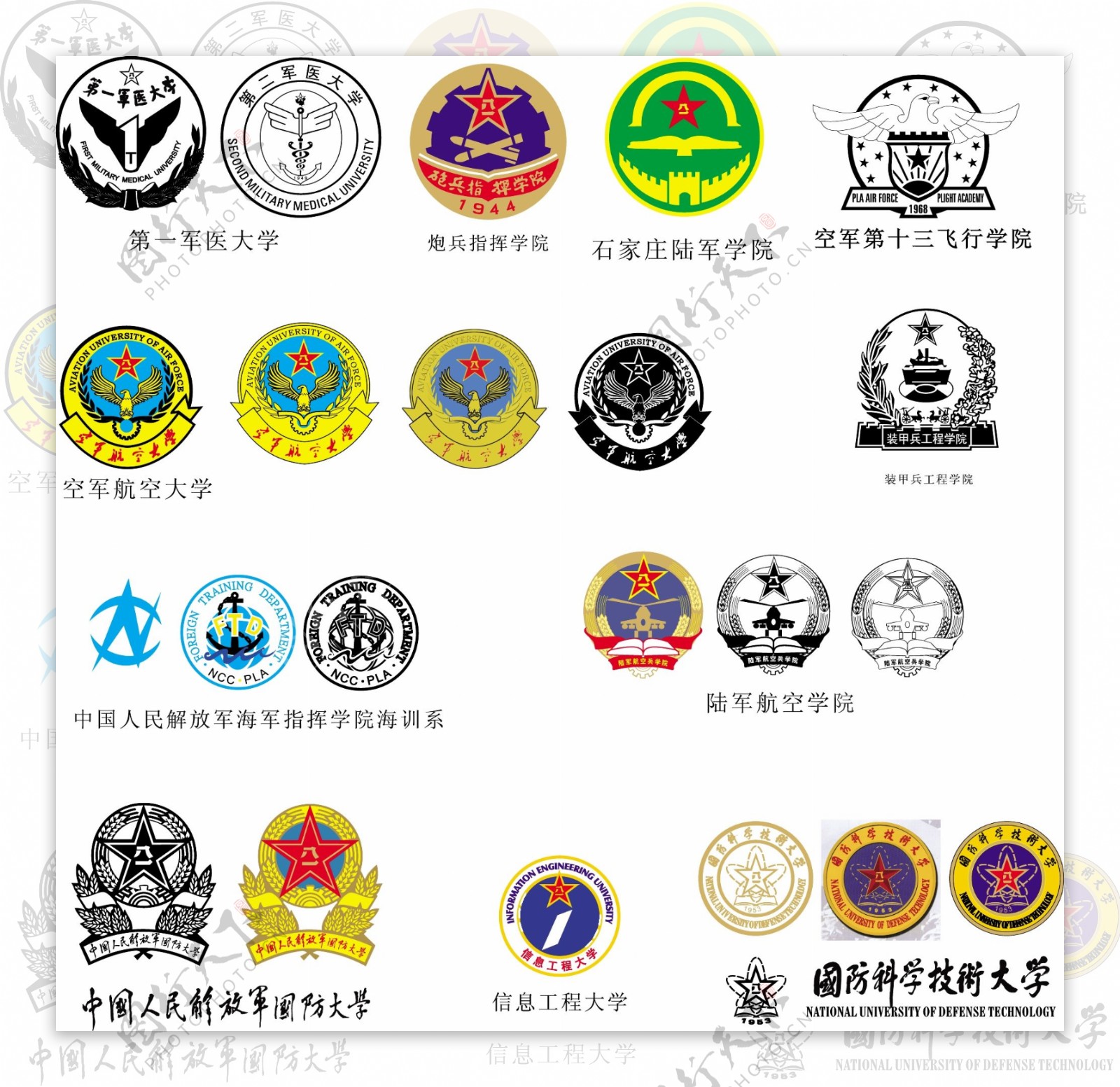 军队臂章与各大军校logo合集