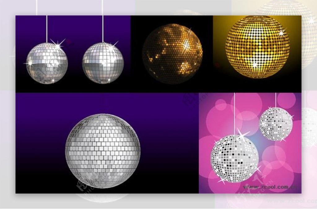 多款disco水晶球矢量素材