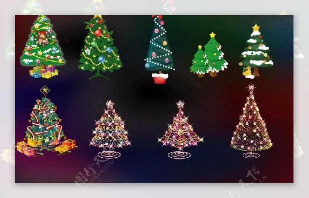 圣诞树上挂满了灯矢量素材