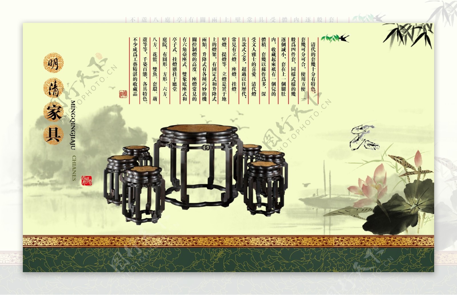 中国风傢俬文化展板素材