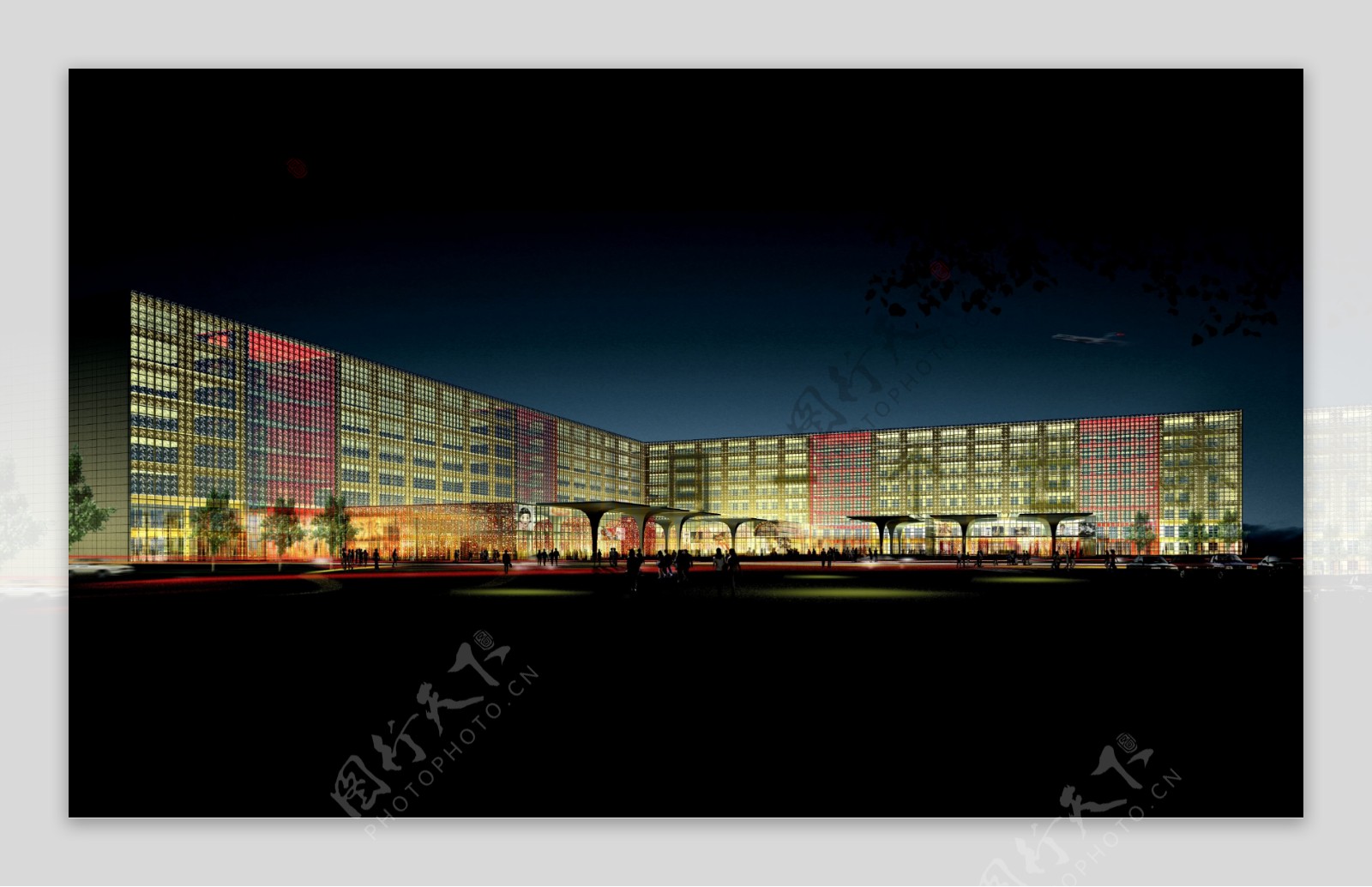 机场酒店夜景效果图图片