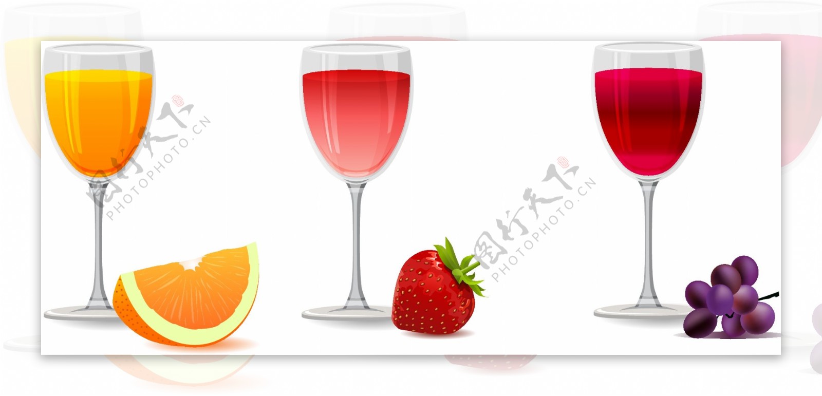各种水果颜色的水果气泡饮料AI矢量图