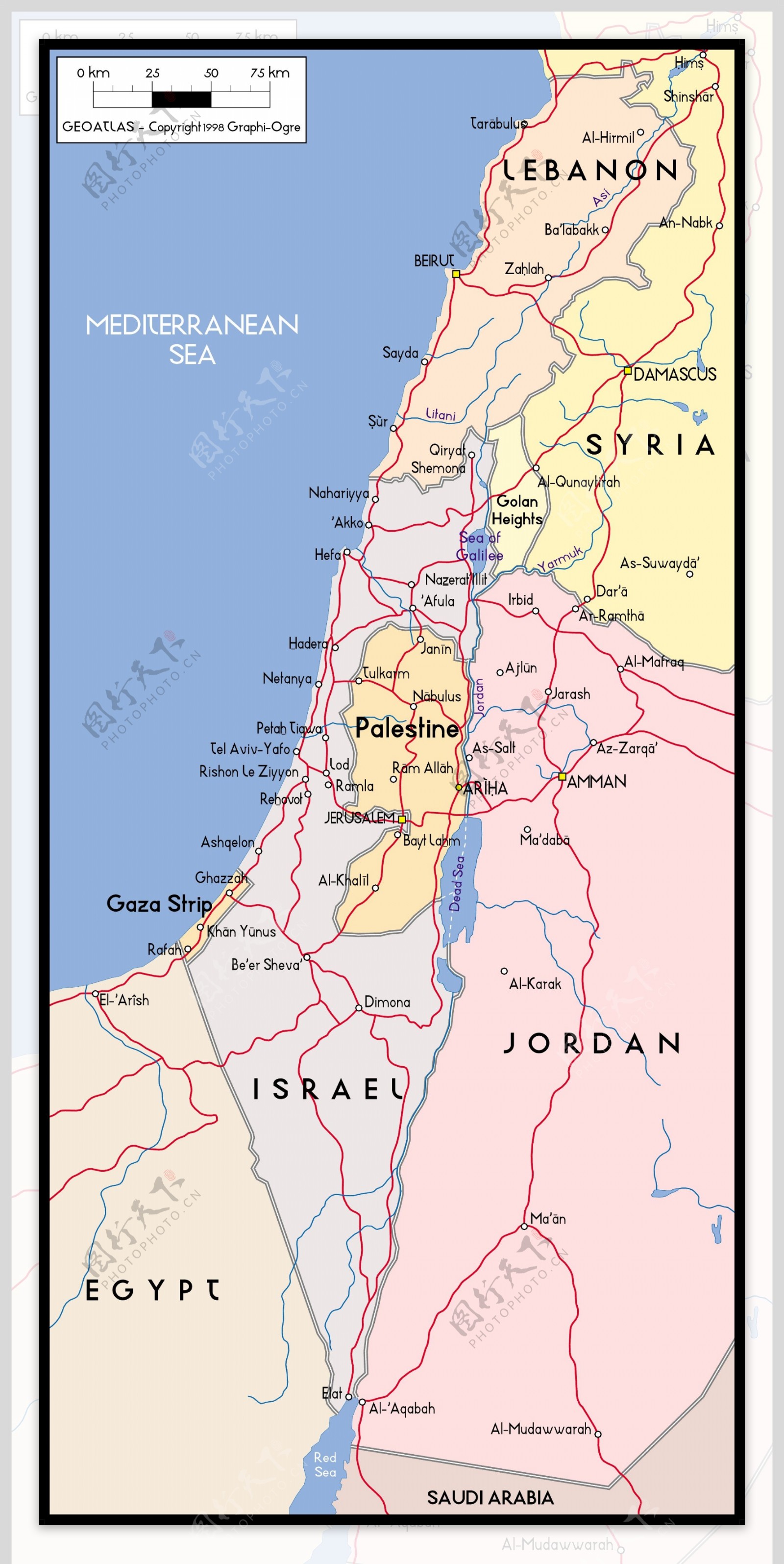 矢量世界地图精致的材料以色列palesti
