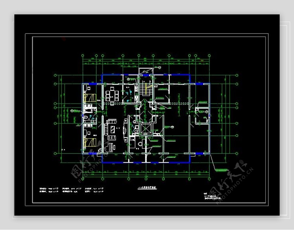 某住宅建筑单元CAD平面图纸
