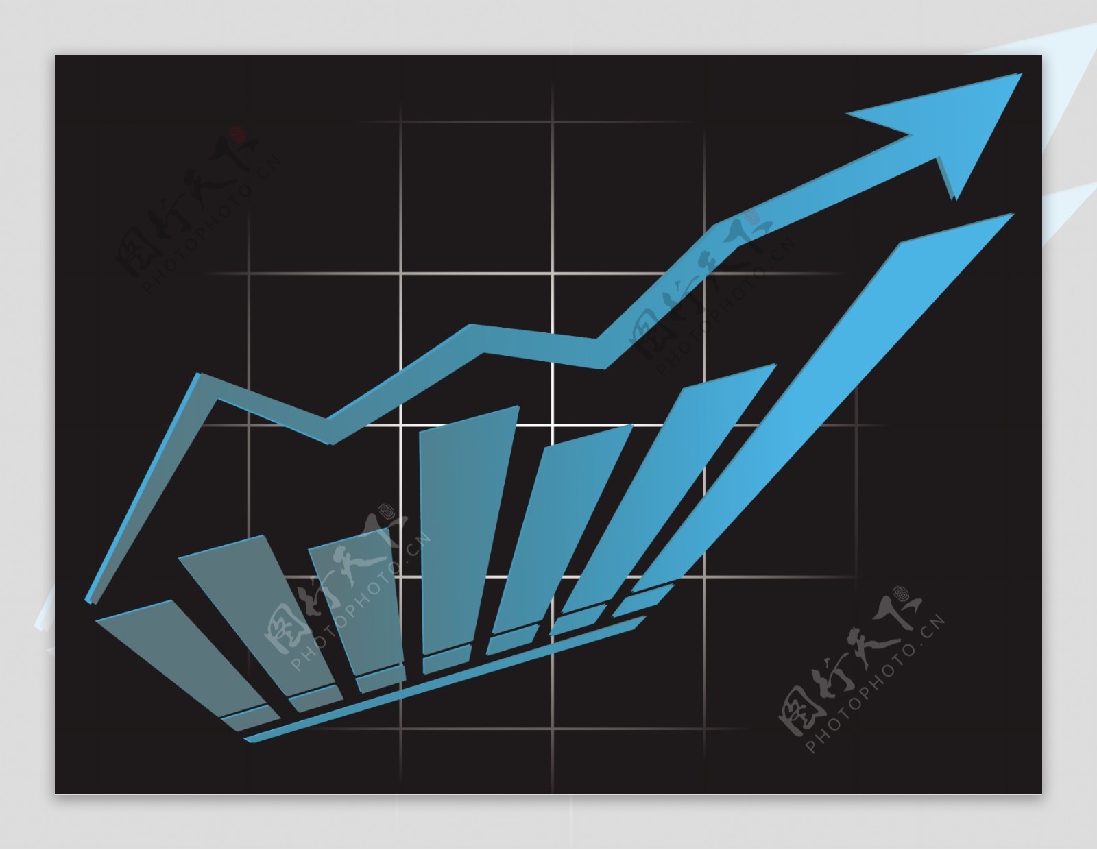 带箭头的利润和黑色的背景图显示业务收益