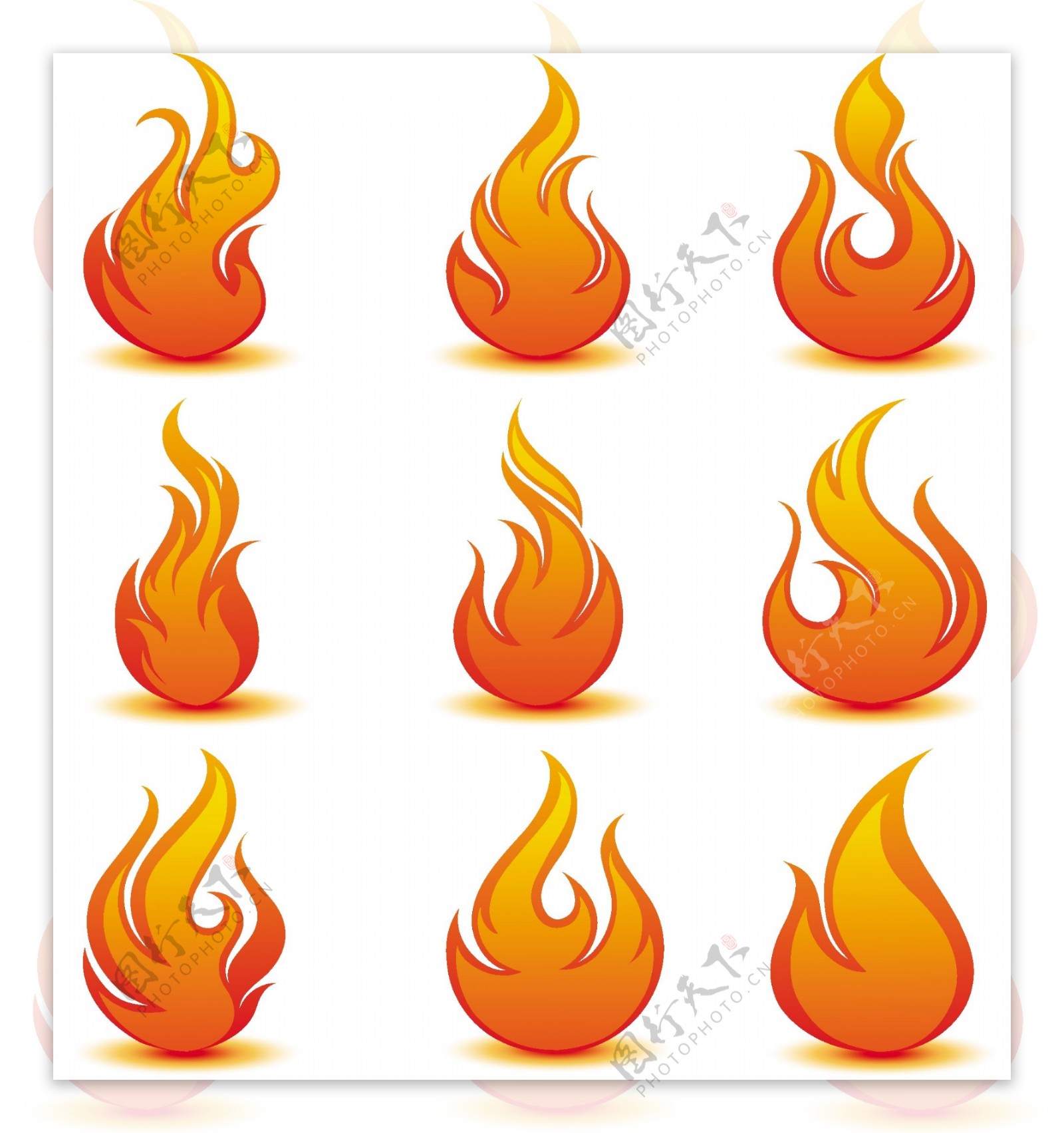 燃烧的火苗火焰矢量图片