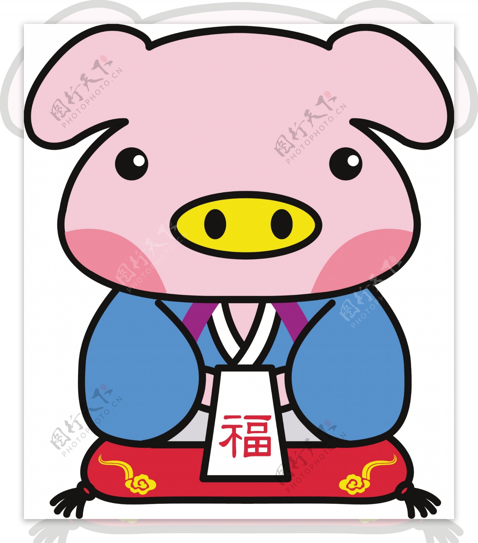 韩国春节福猪矢量图30