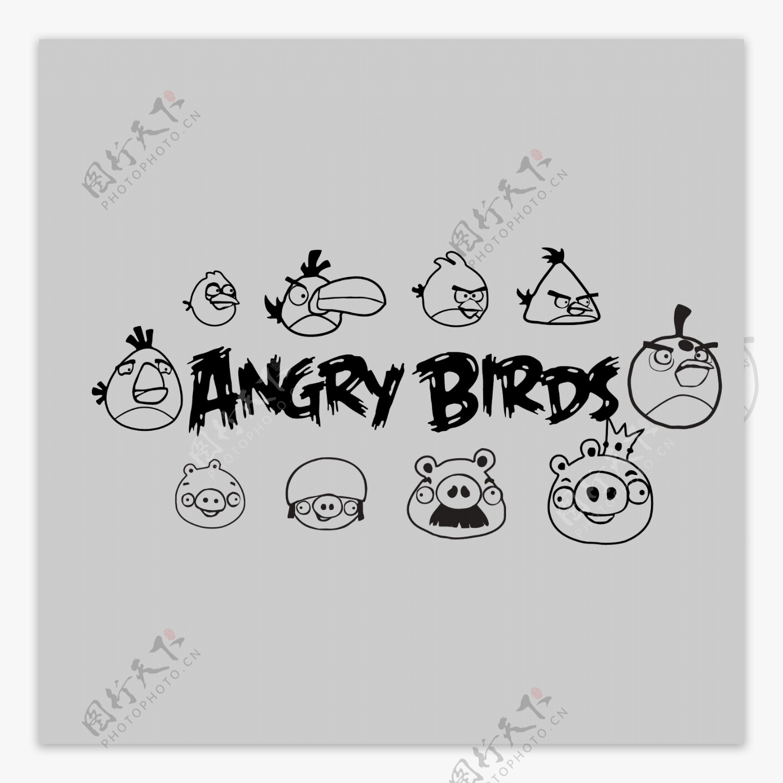 印花矢量图可爱卡通卡通动物愤怒的小鸟色彩免费素材