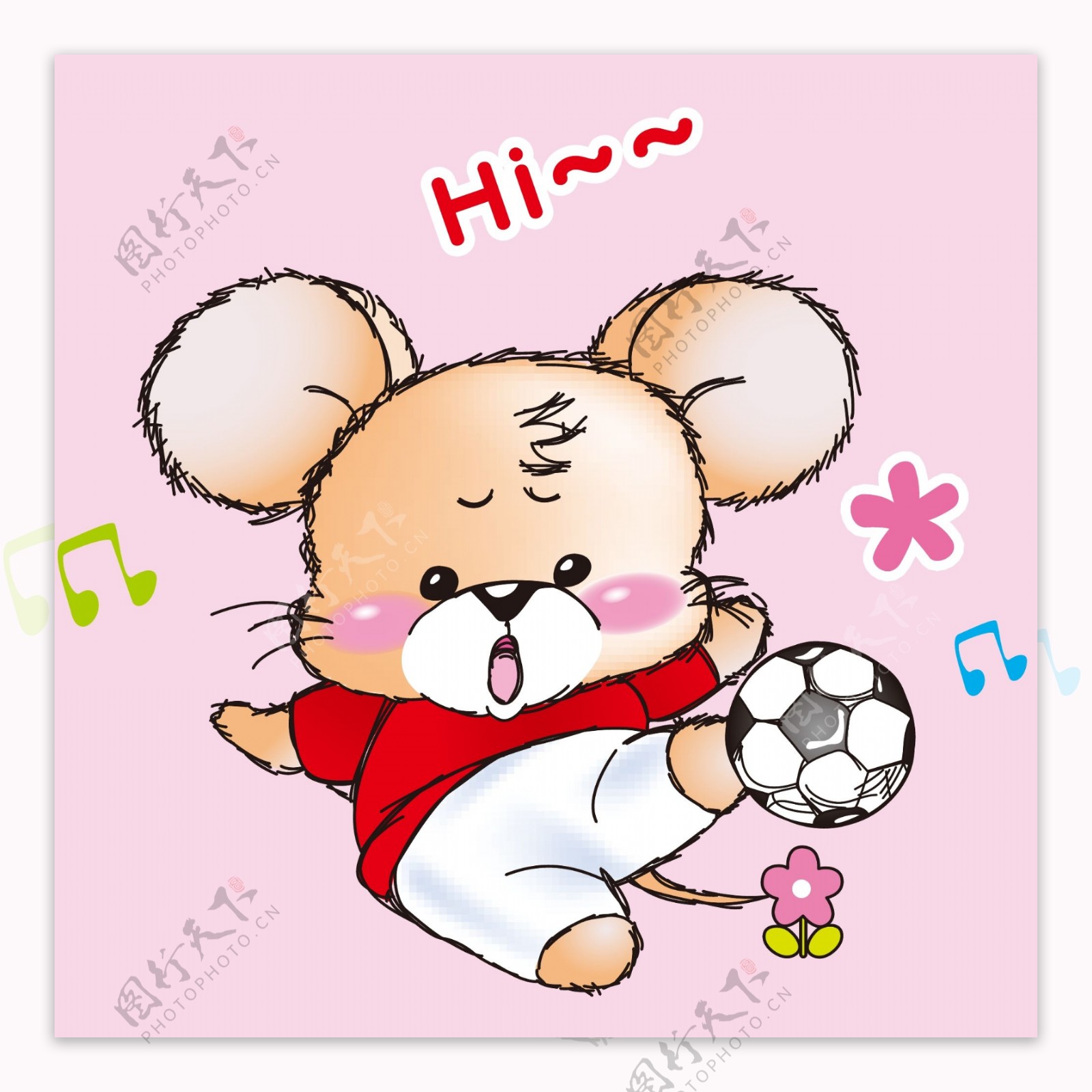 印花矢量图卡通动物老鼠足球音符免费素材