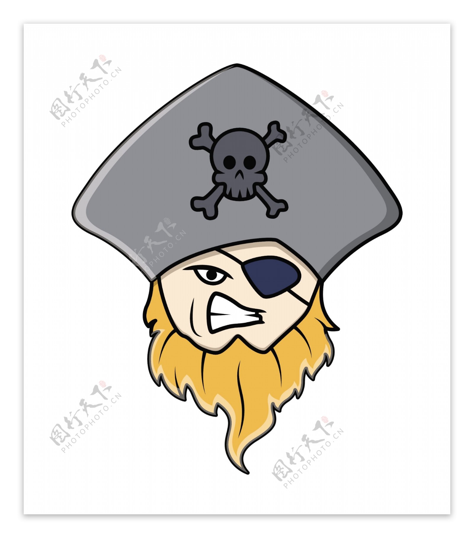 海盗眼罩卡通插画矢量