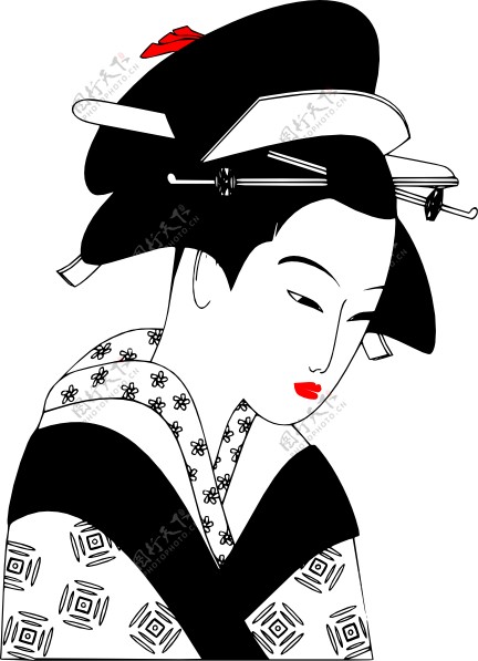 valessiobrito日本女人的黑白剪贴画