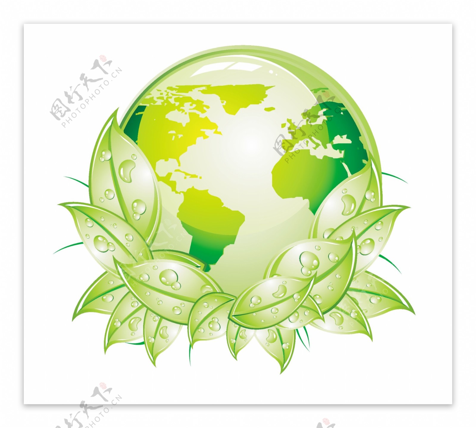 矢量绿叶地球环保设计