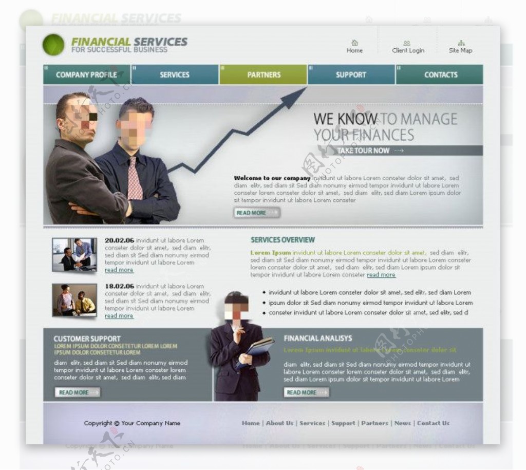 金融企业网站psd模板