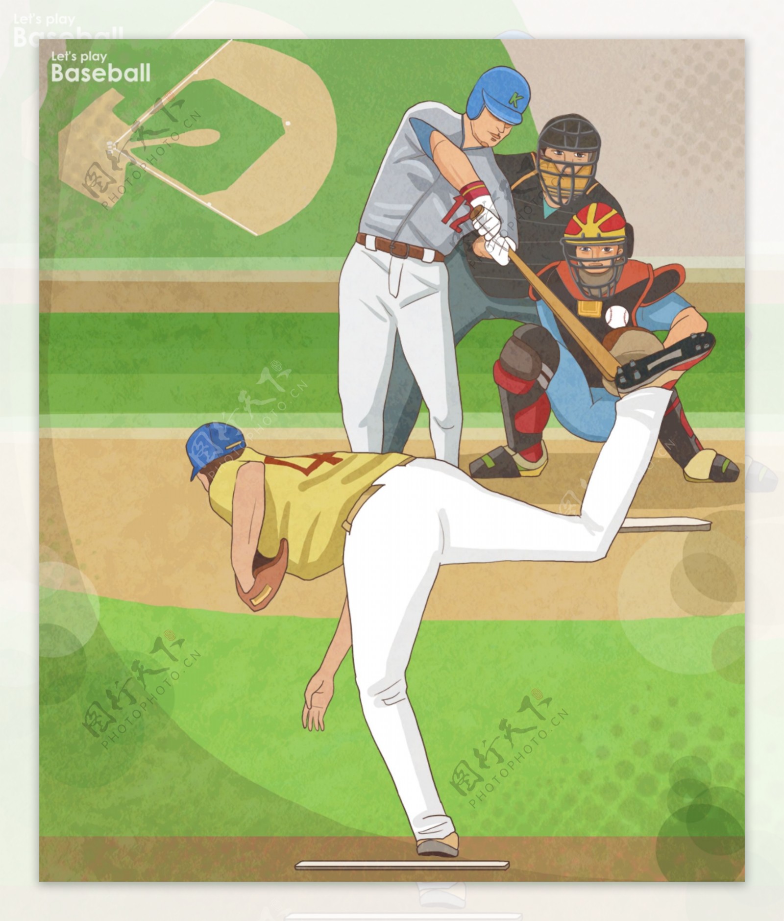 漫画棒球比赛图片