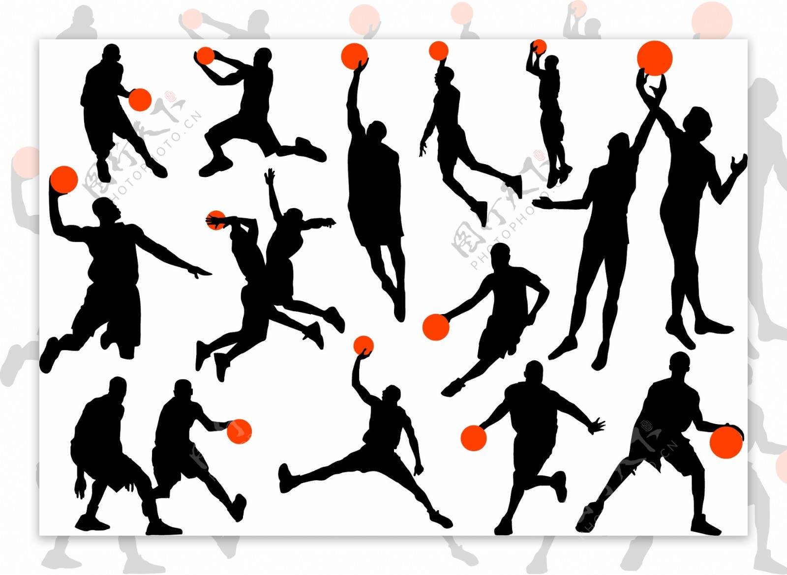 矢量人物篮球动作图片