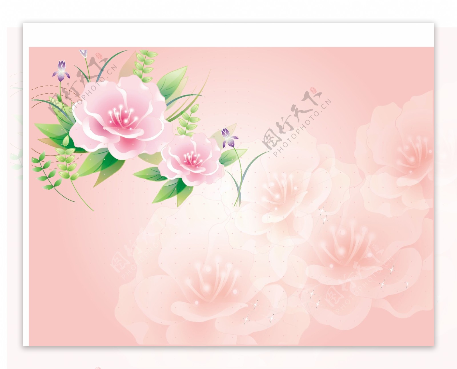 梦幻粉色花卉图案设计