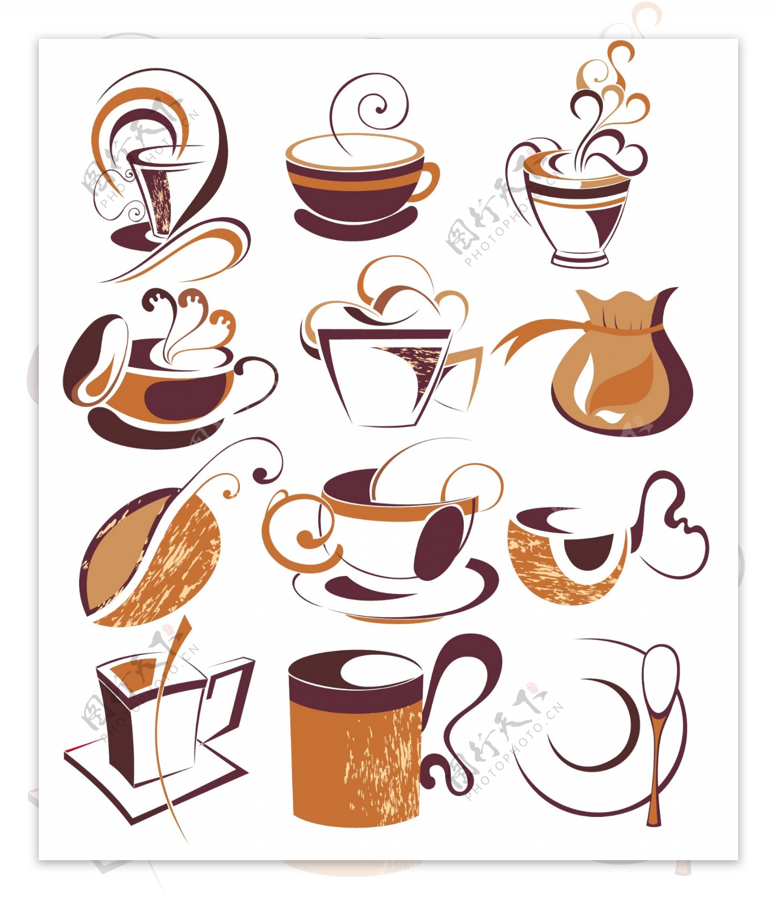 老式的咖啡标志设计矢量素材01