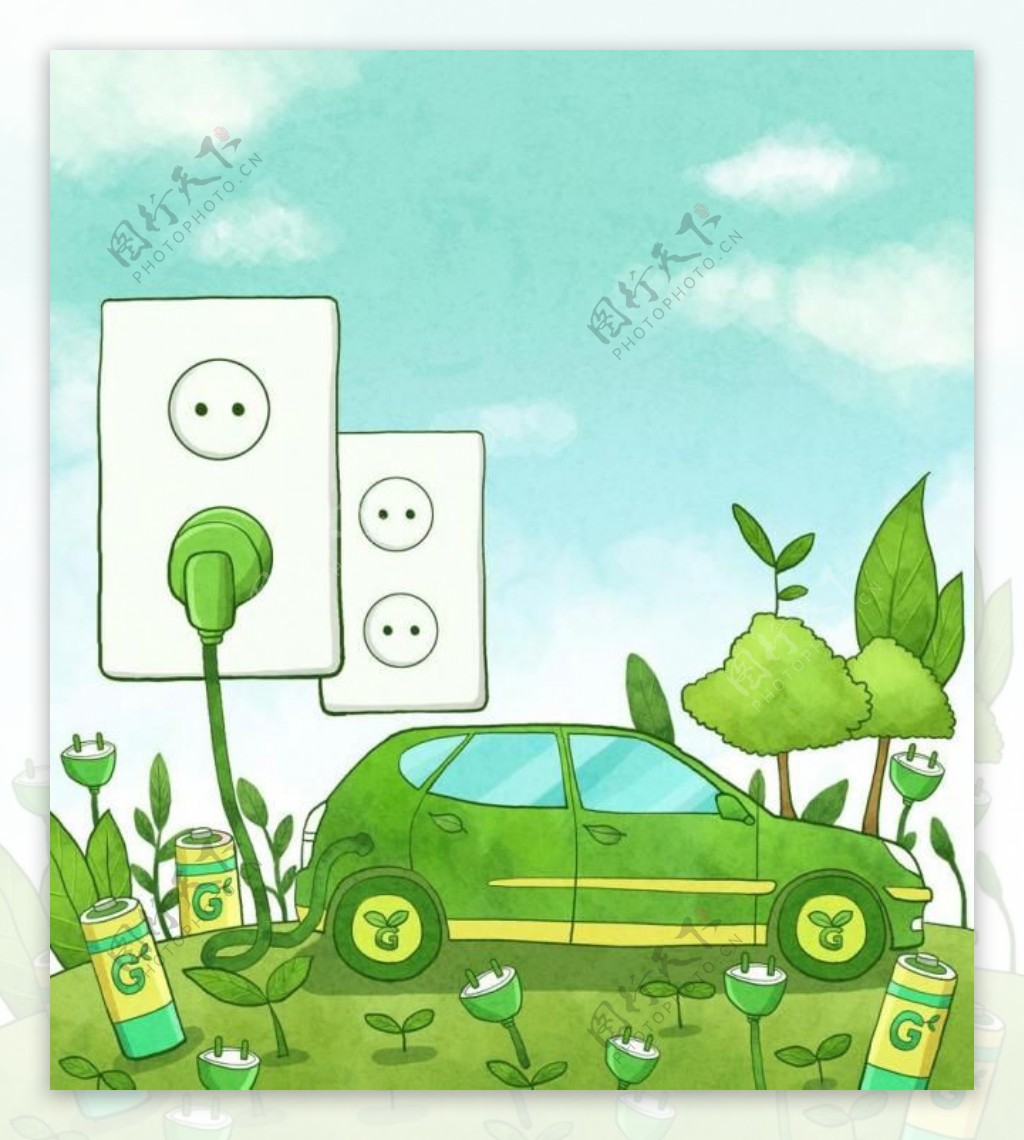绿色环保节能插头车子图片