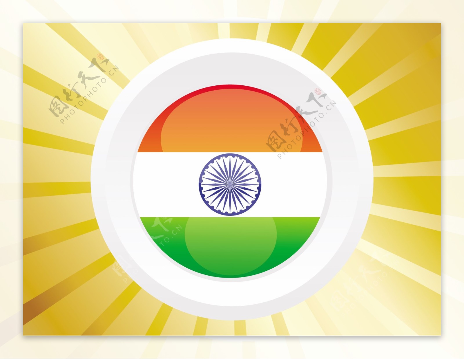 银盾与印度国旗在漂亮的背景